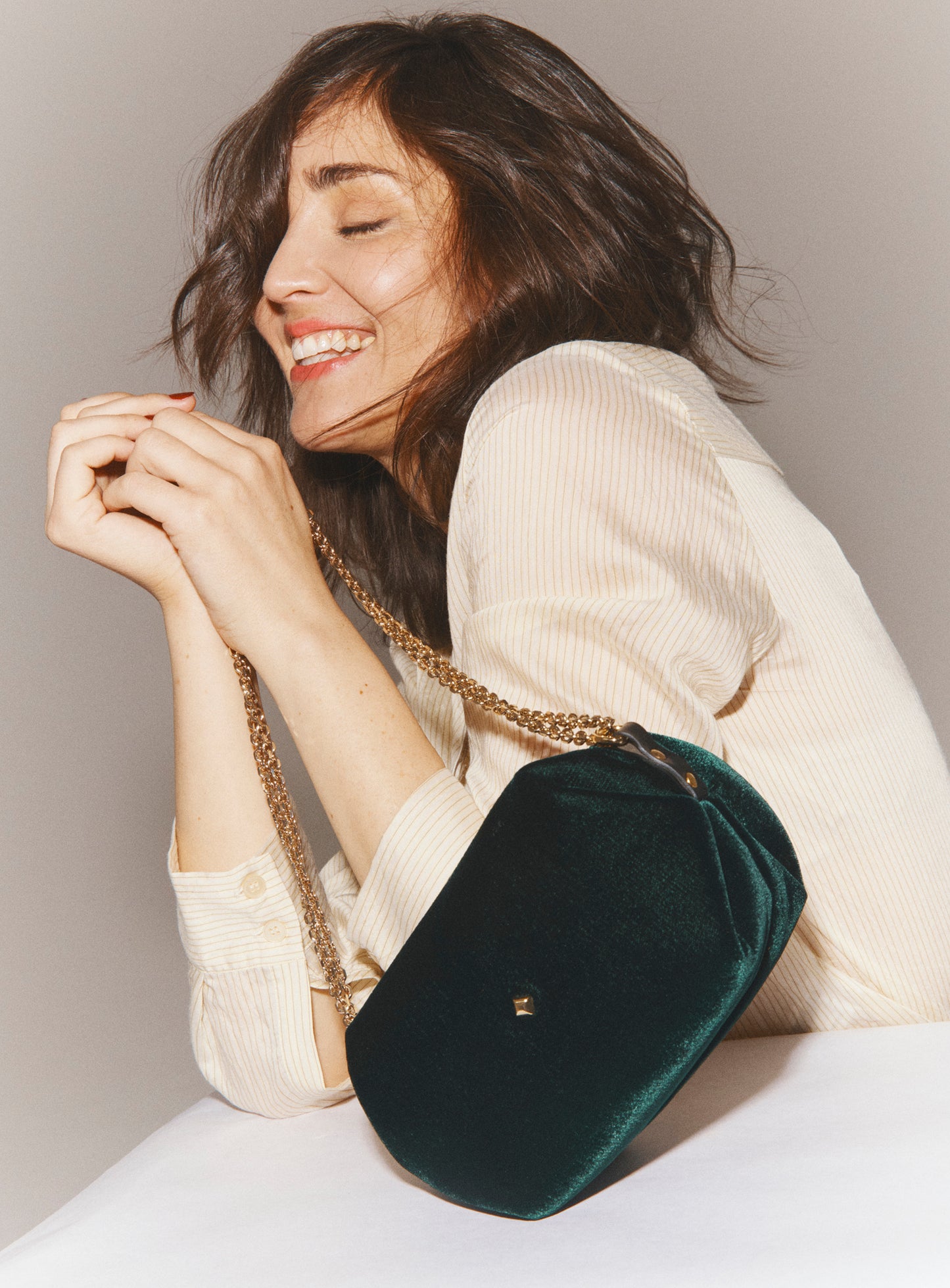 LE MINI SOHNA - VELOURS SILK NIGHT VERT EMPIRE